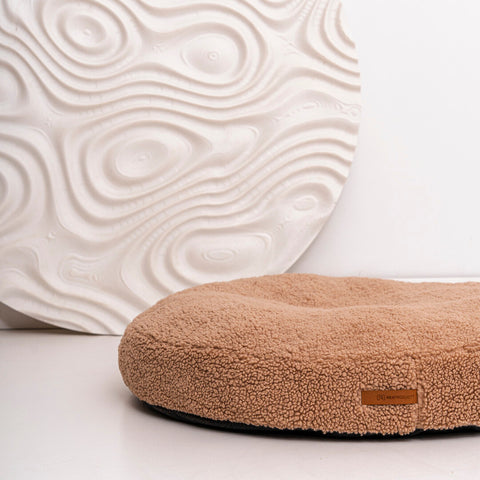 Coussin rond "Coco Teddy" beige