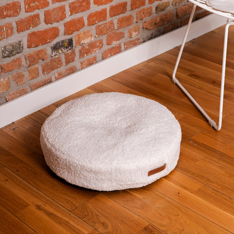 Coussin rond "Coco Teddy" beige clair