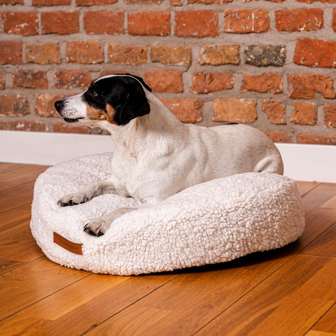 Coussin rond "Coco Teddy" beige clair