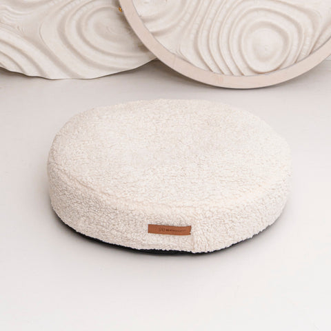 Coussin rond "Coco Teddy" beige clair