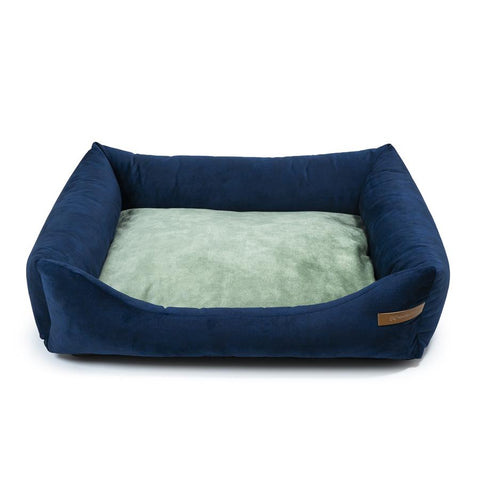 „Otto” lit orthopédique bleu marine avec matelas „Ori”
