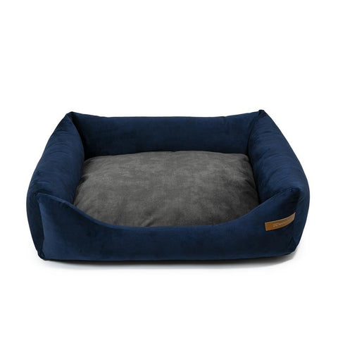 „Otto” lit orthopédique bleu marine avec matelas „Ori”
