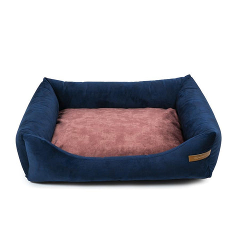 „Otto” lit orthopédique bleu marine avec matelas „Ori”