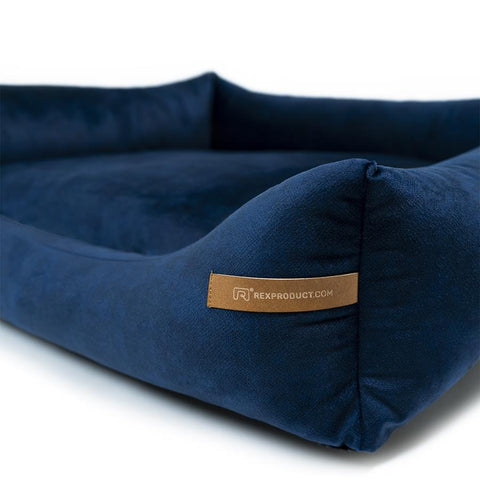 „Otto” lit orthopédique bleu marine avec matelas „Ori”