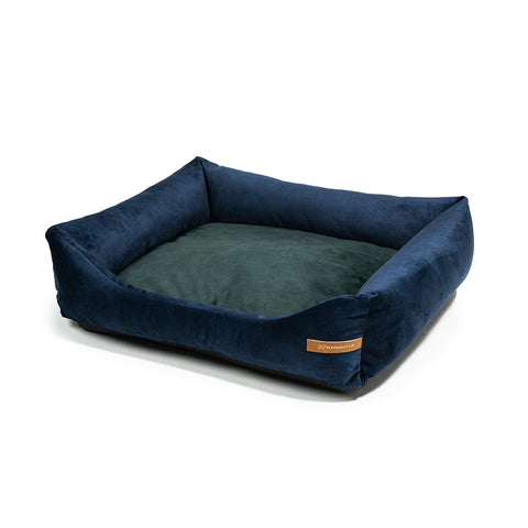 „Otto” lit orthopédique bleu marine avec matelas „Ori”