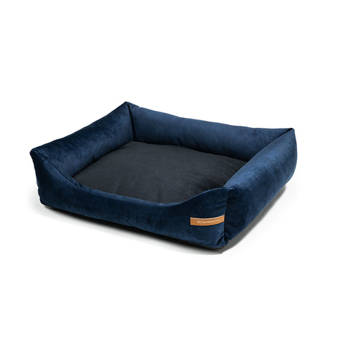 „Otto” lit orthopédique bleu marine avec matelas „Ori”