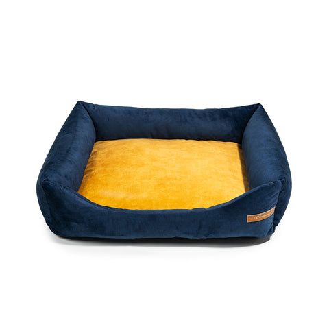 „Otto” lit orthopédique bleu marine avec matelas „Ori”