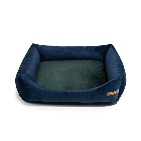 „Otto” lit orthopédique bleu marine avec matelas „Ori”