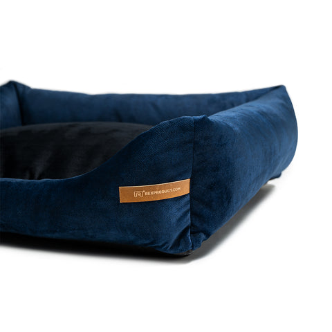 „Otto” lit orthopédique bleu marine avec matelas „Ori”