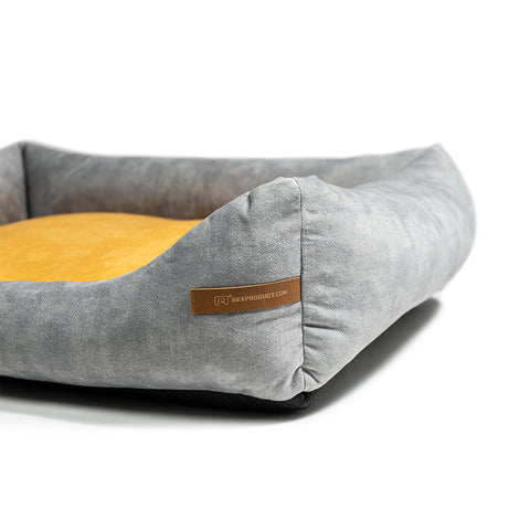 "Otto" lit gris avec matelas orthopédique "Ori"